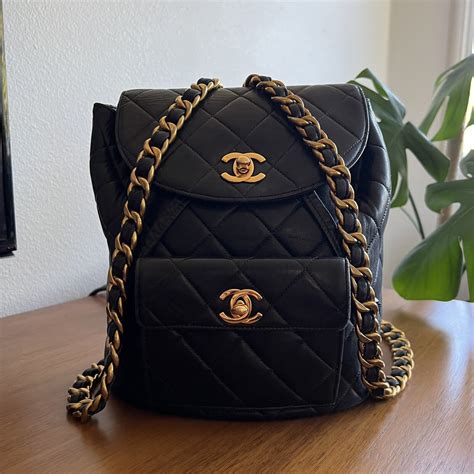 chanel black back|authentic Chanel backpack.